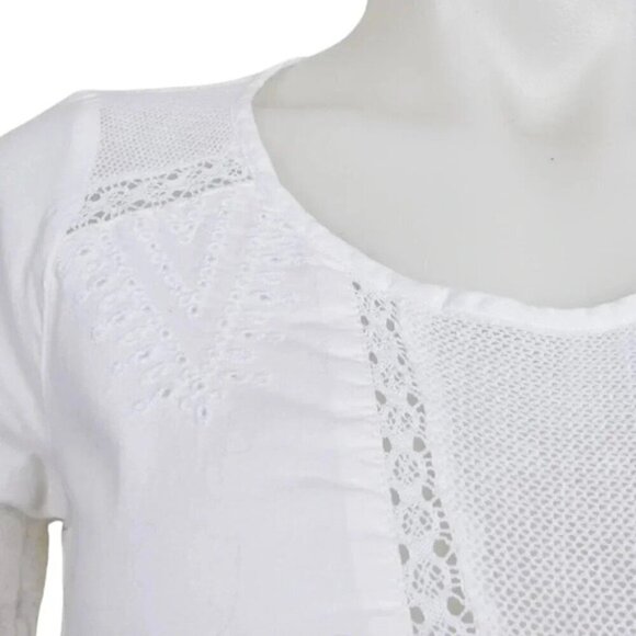 Gap Mini Dress Eyelet Scallop Lace Trip Short Sleeve White Cotton Size XS - Picture 3 of 12